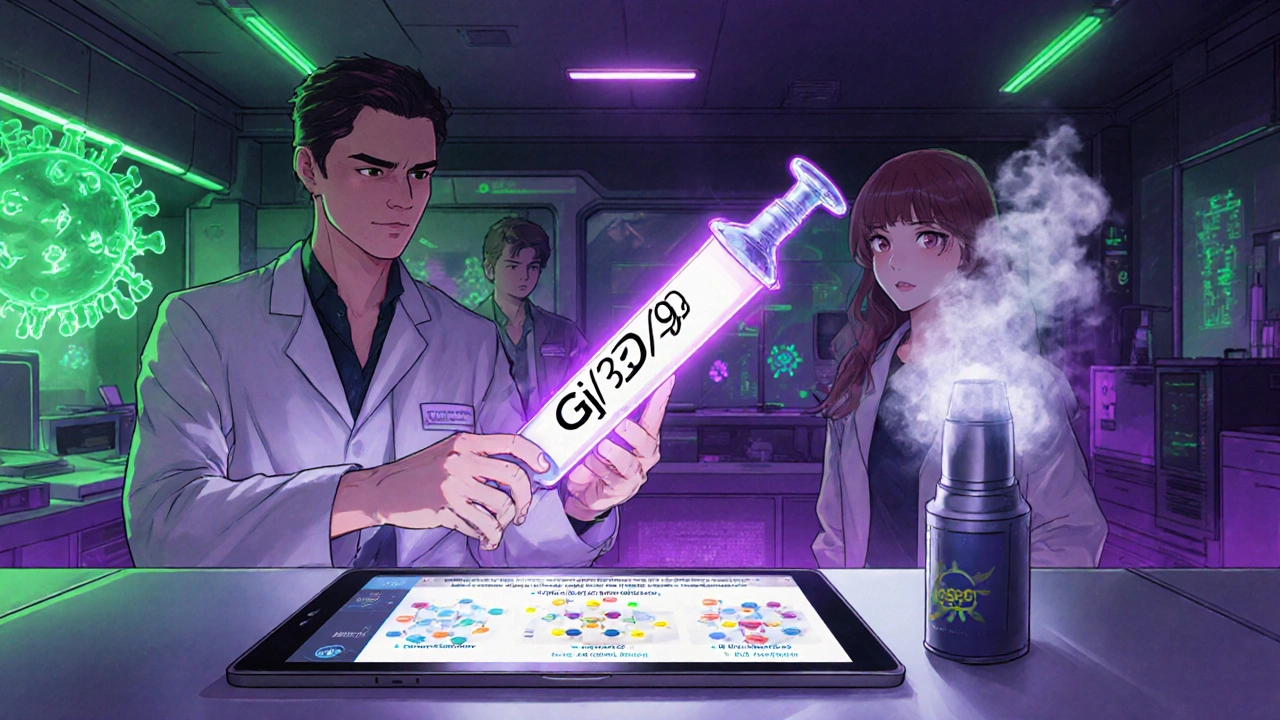 Scientists showcase injection, capsid inhibitor tablet, and CRISPR inhaler in lab.